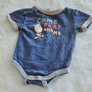 Source Unknown Blue Bodysuit with Playful Hippo Design